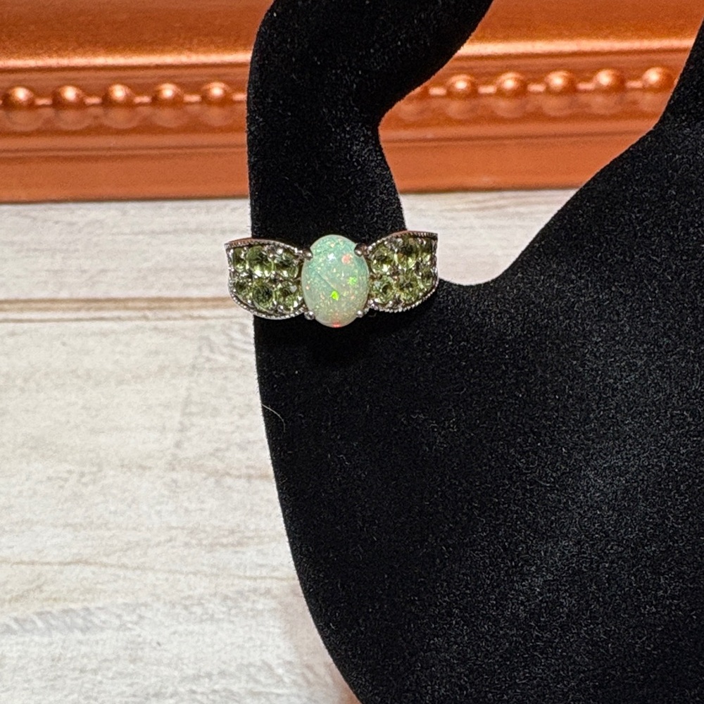 JTV Opal and Green Gemstone Ring